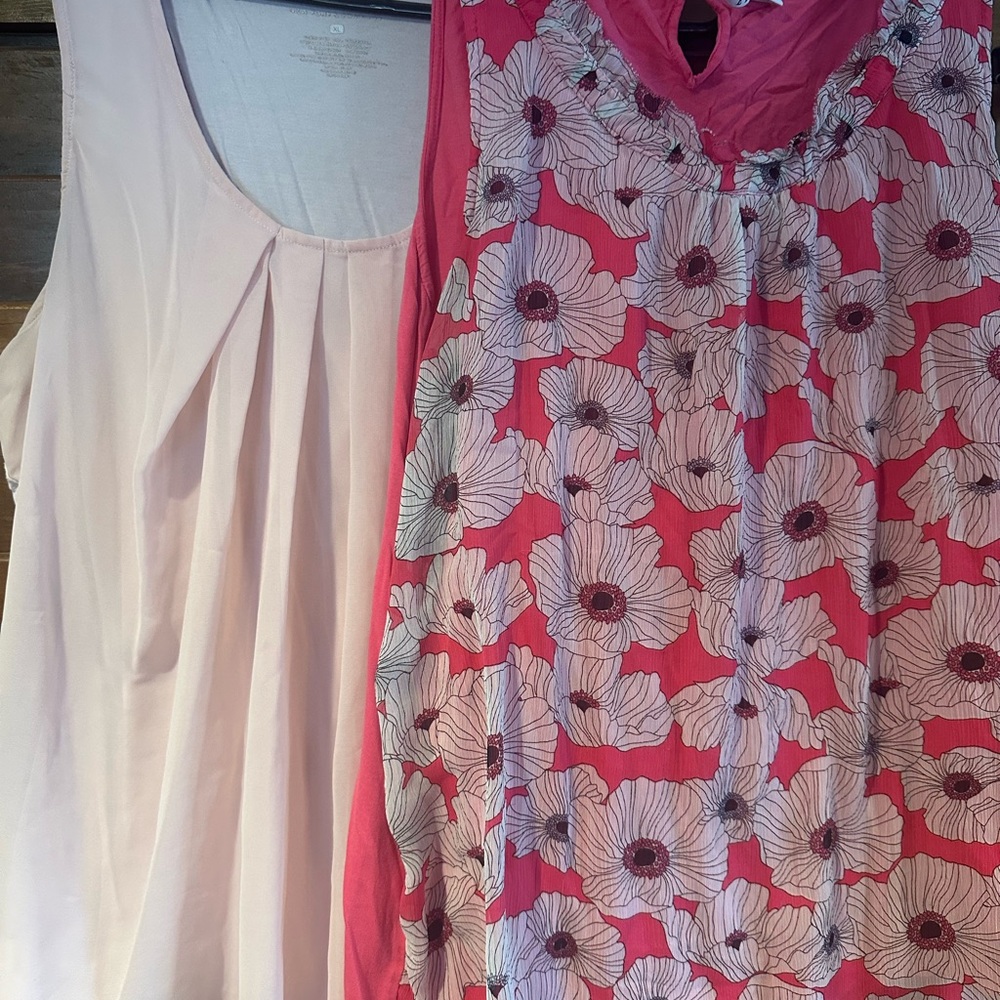 New York & Company Pink and Elle Hot Pink and Floral Tank Tops